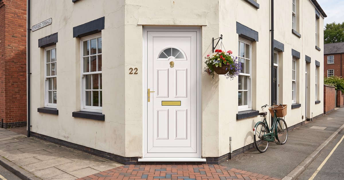 C1GB uPVC front door fitted C1GB white uPVC front door fitted to a Staffordshire home – £490 fully fitted